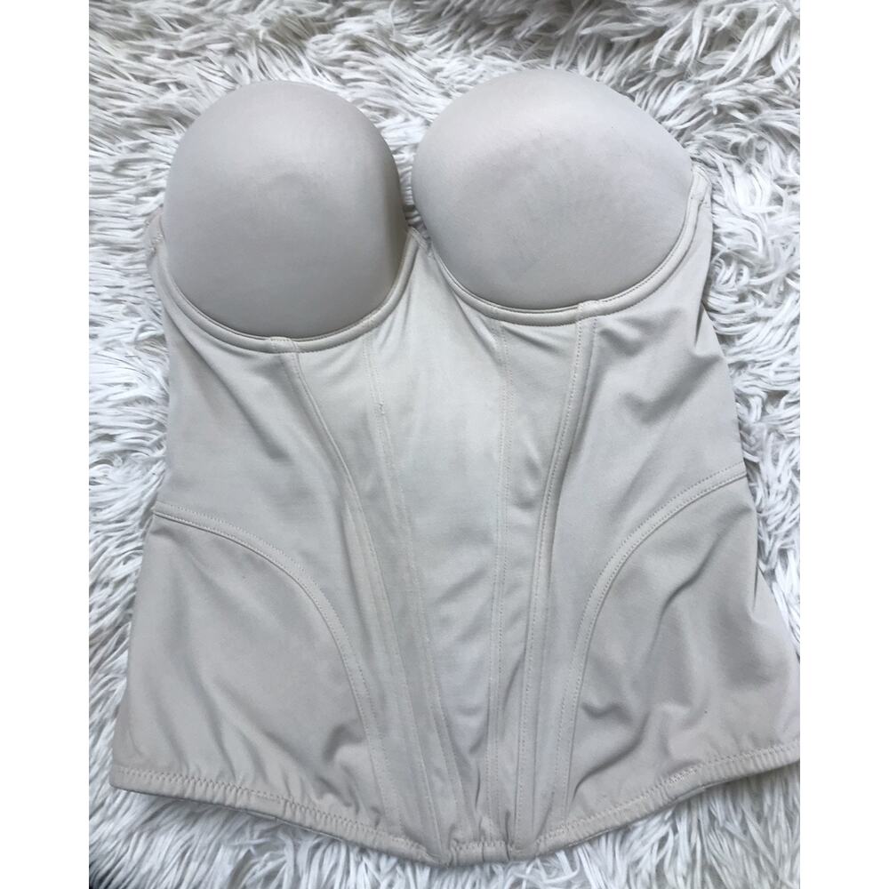 Cassandra Intimates Womens Sz 34C Ivory Corset Bustier Shaper Pushup Padded UW